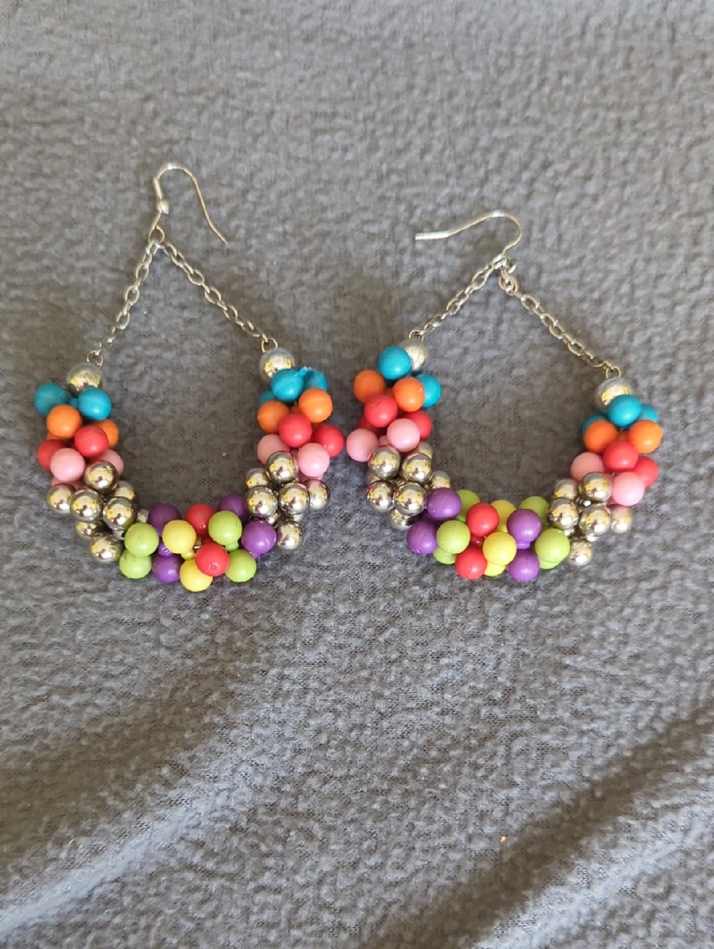 Color Burst Bead Hoop Earrings.